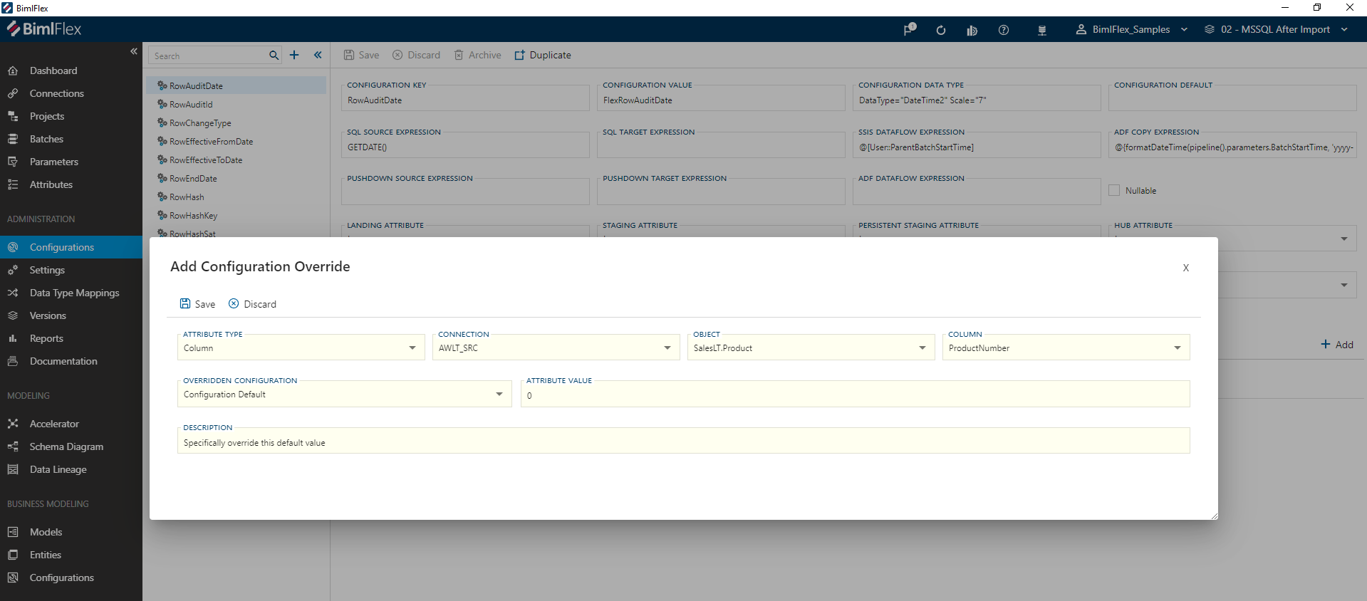 BimlFlex Attribute Override Editor BimlFlex Attribute Override Editor