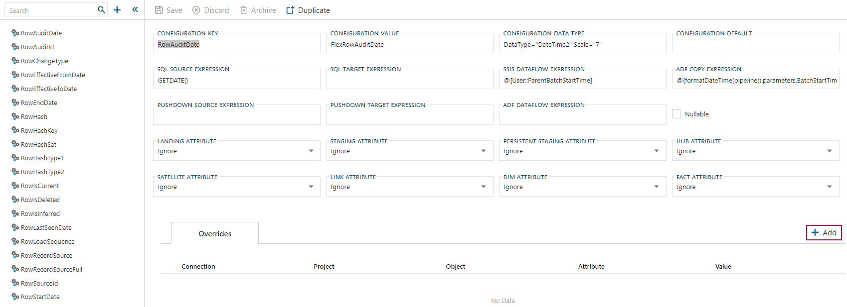 Initial Add Attributes Button Initial Add Attributes Button