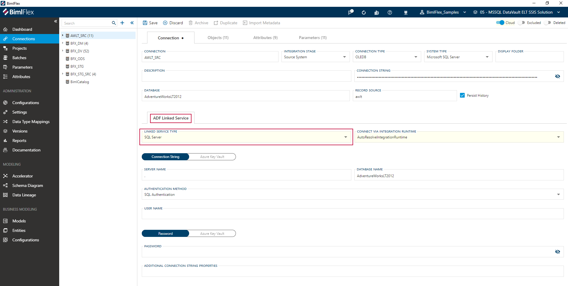 BimlFlex Linked Services Tab