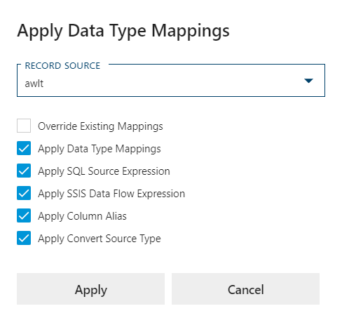Apply Data Type Mappings