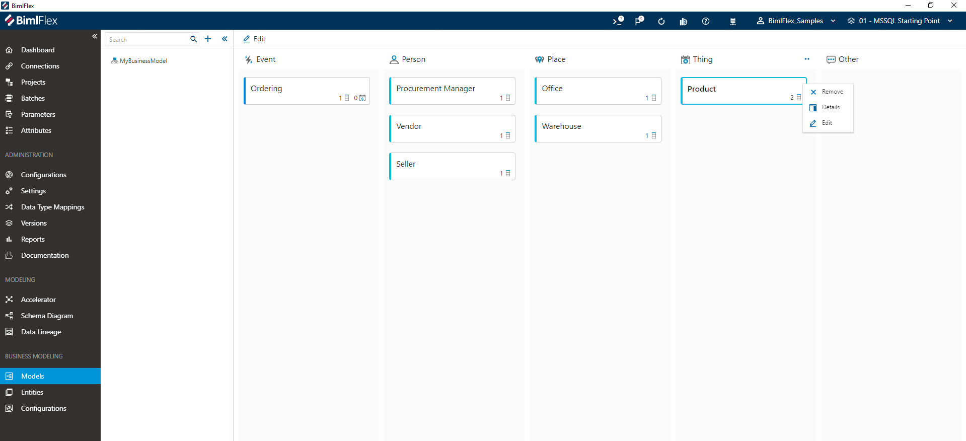 Editing a Business Entity Editing a Business Entity
