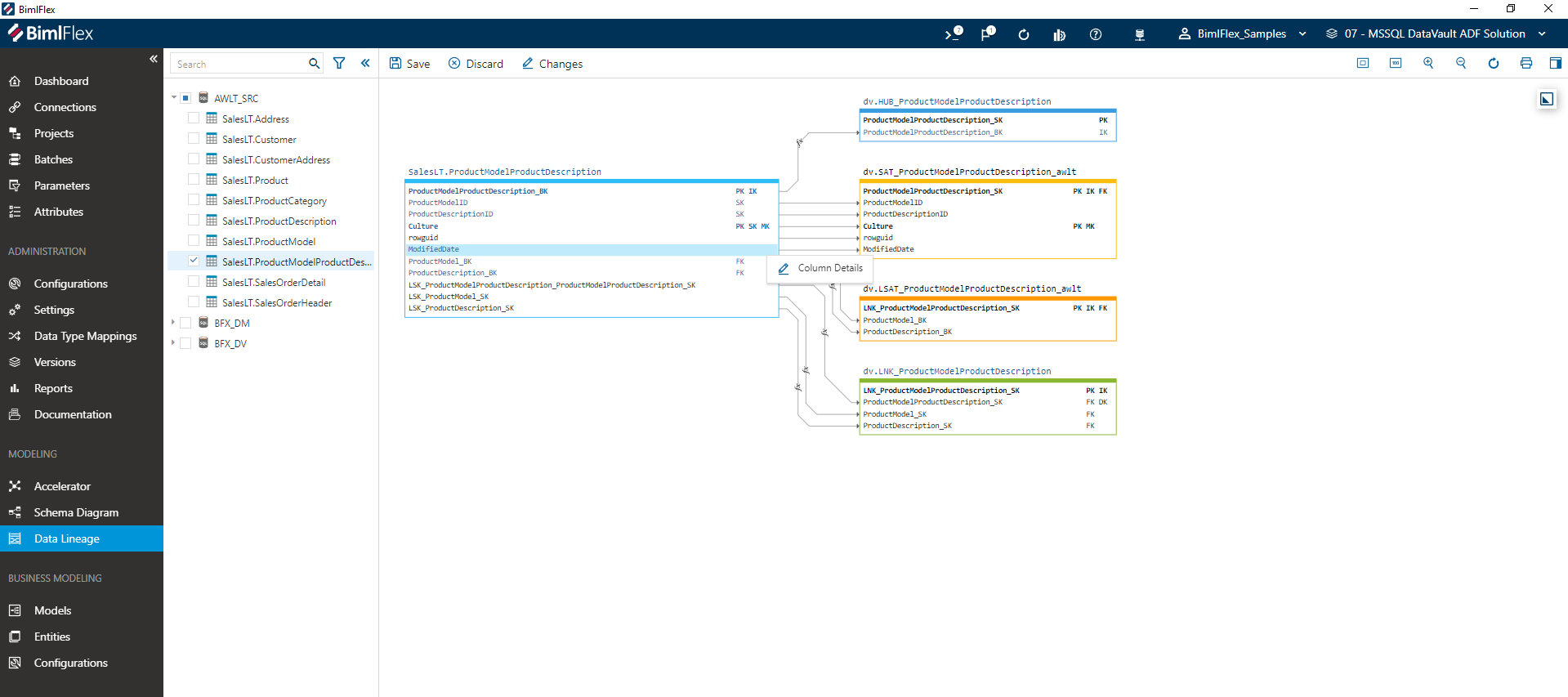 Column Actions in the Data Lineage Designer Column Actions in the Data Lineage Designer