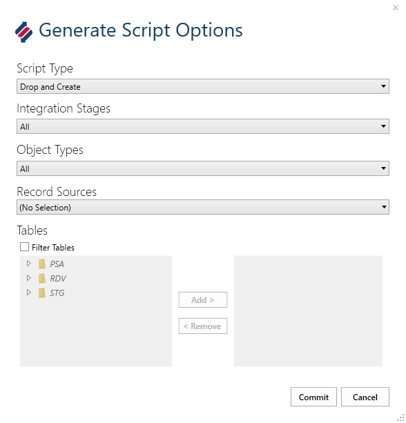 Script Options Dialog Script Options Dialog