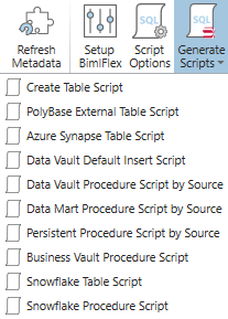 Generate Scripts Dropdown Generate Scripts Dropdown